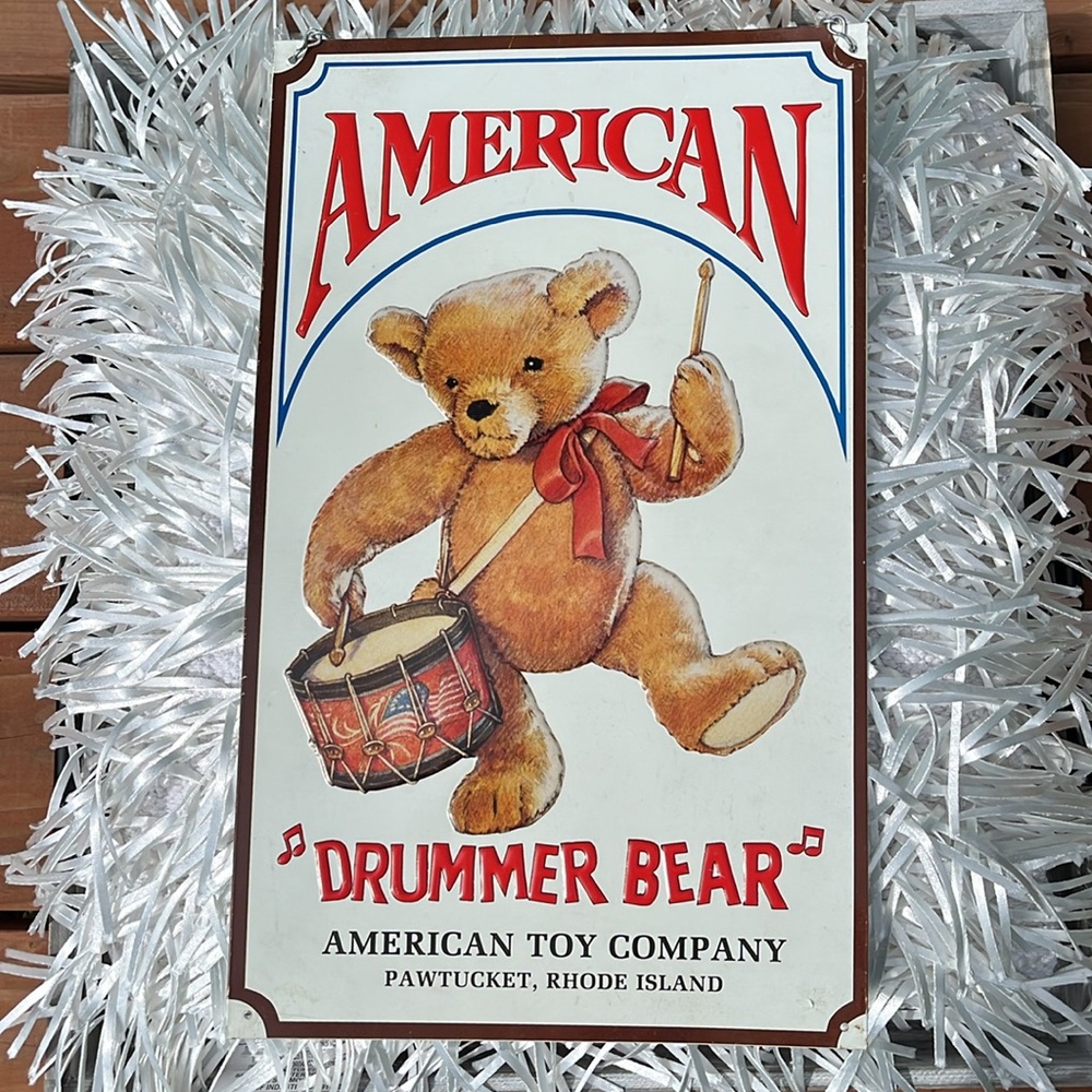 American Drummer Bear tin Sign vintage